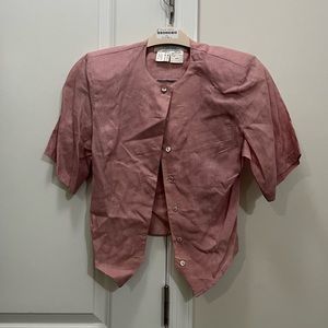 Max Mara Pink Linen Cropped Jacket Size 4 US